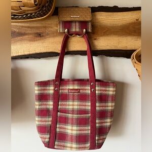 Longaberger Vintage 90s Y2K Plaid Tartan Purse and Wallet Set Red Americana